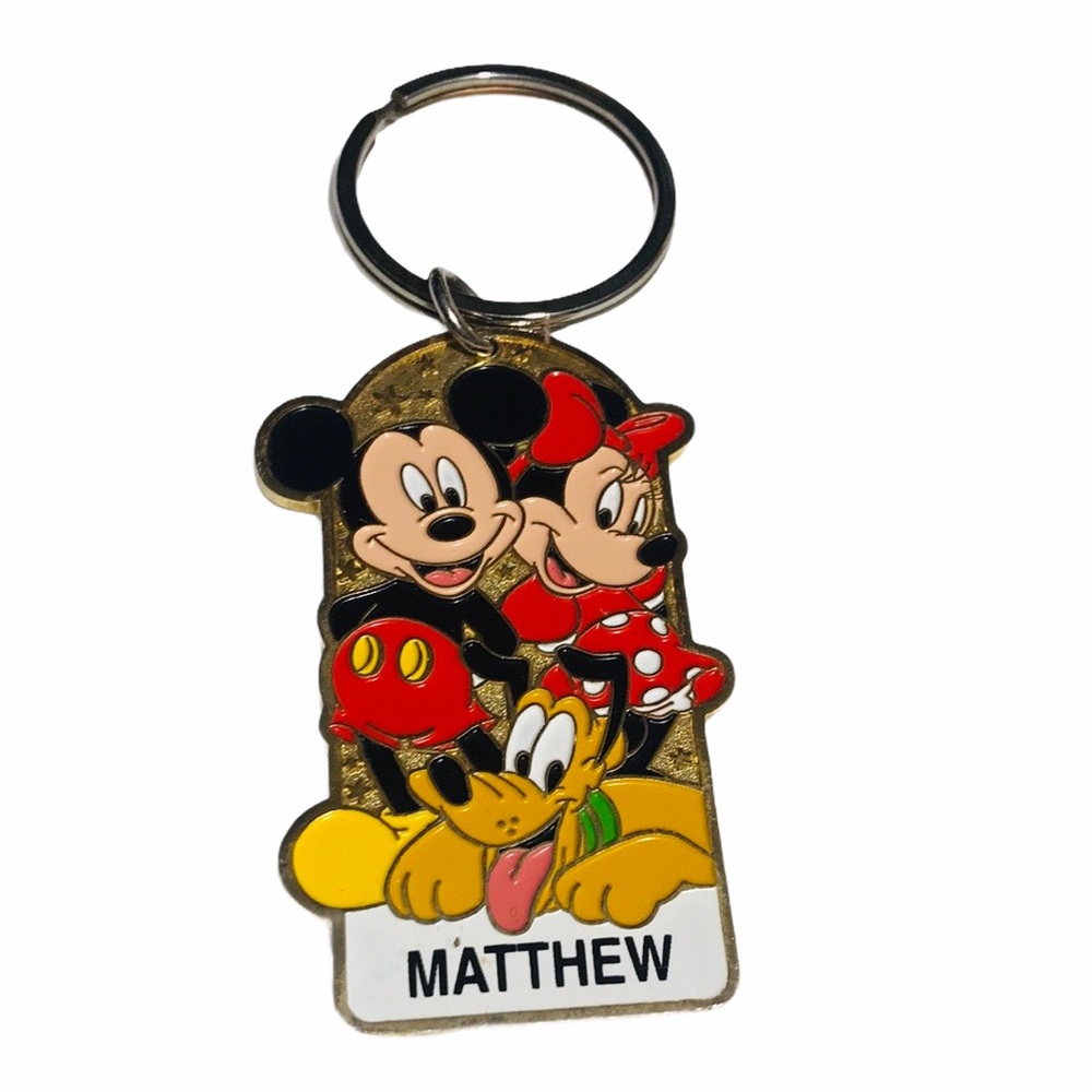 Disneyland Resort Mickey & Minnie Gold Keychain